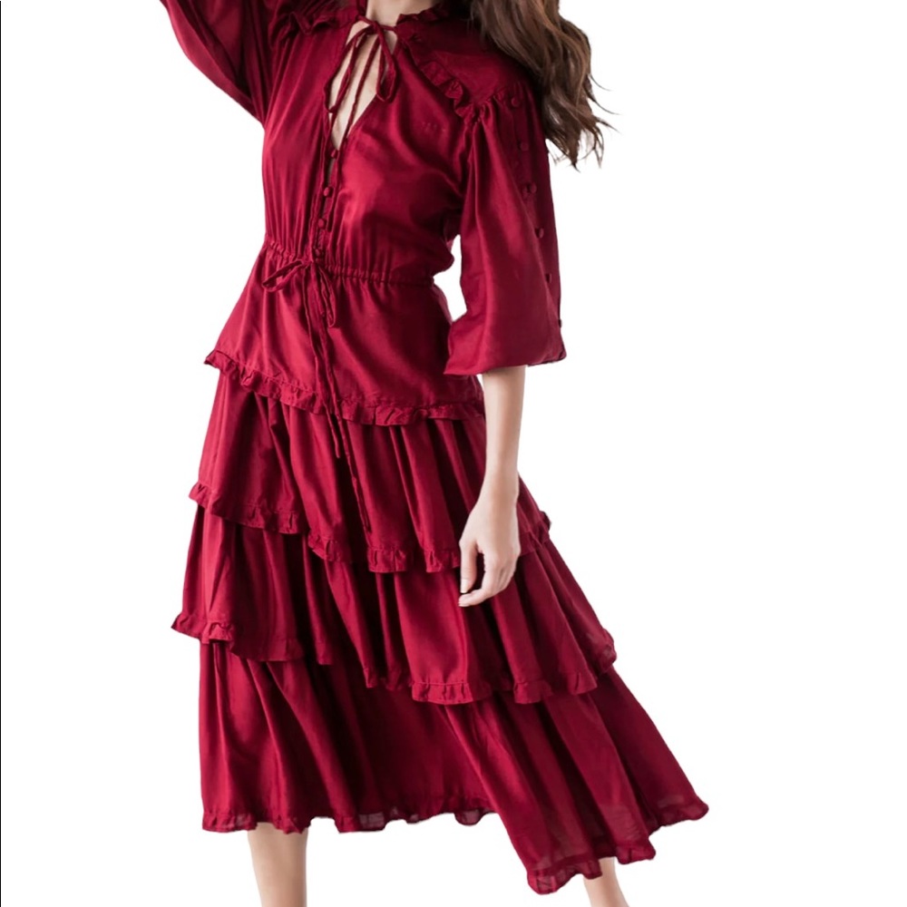 Balielf Ruby Red "Wild West" Midi Dress XL